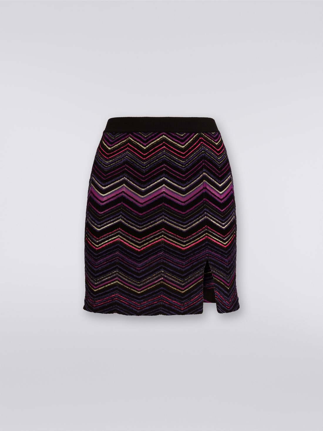 Wool and viscose miniskirt with split and zigzag pattern, Multicoloured  - DS23WH0CBK025JSM91G - 0