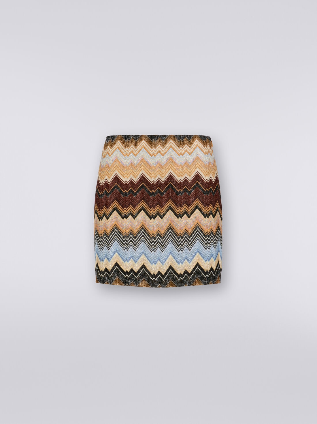 Lamé viscose miniskirt with chevron pattern , Multicoloured  - 0