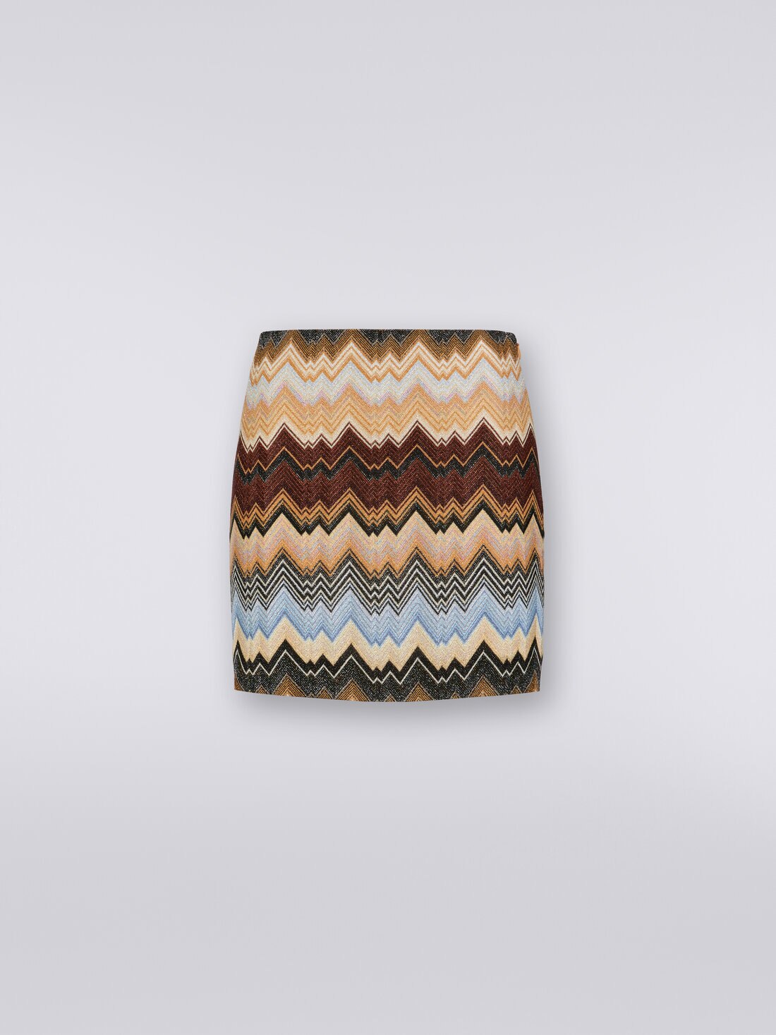 Mini-jupe en lamé de viscose avec motif à chevrons , Multicolore  - DS23WH1MBR00SZSM941 - 0