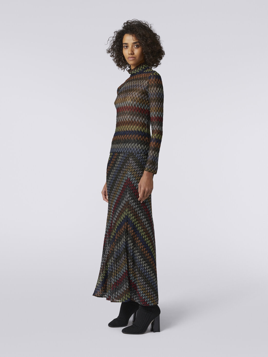 Long lamé viscose skirt, Multicoloured  - DS23WH1NBR00K8S91HI - 2