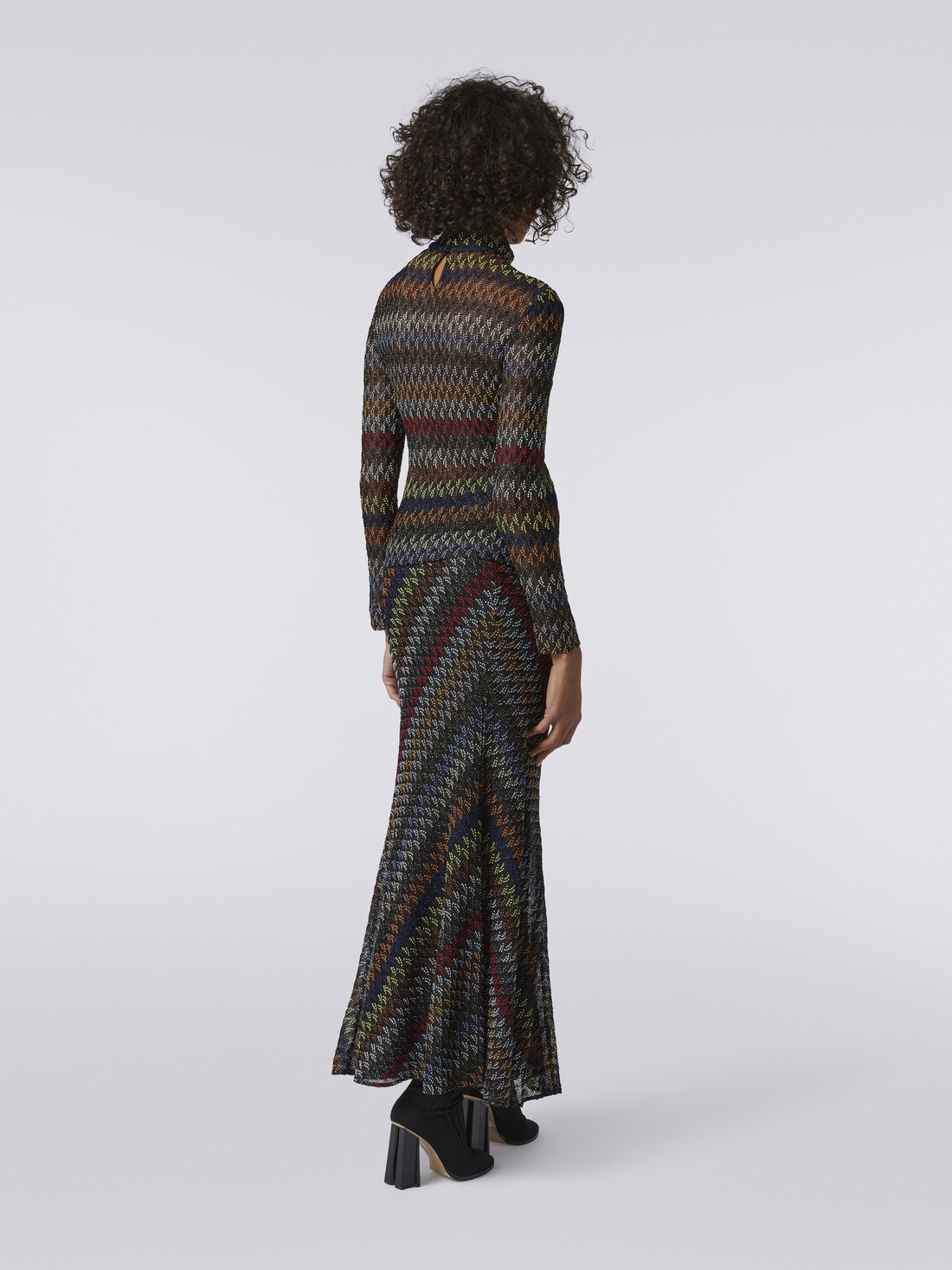 Long lamé viscose skirt, Multicoloured  - DS23WH1NBR00K8S91HI - 3