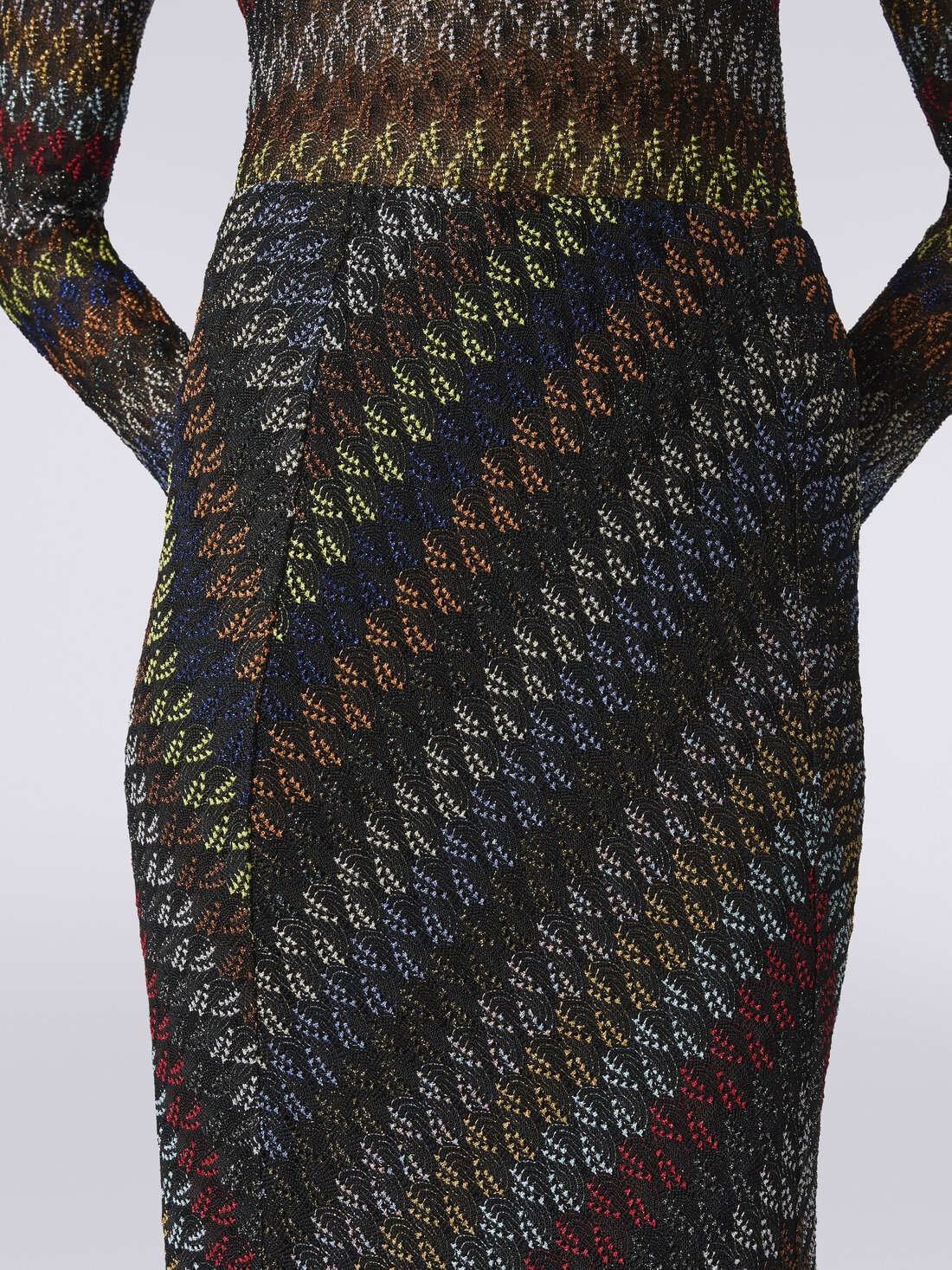 Long lamé viscose skirt, Multicoloured  - DS23WH1NBR00K8S91HI - 4