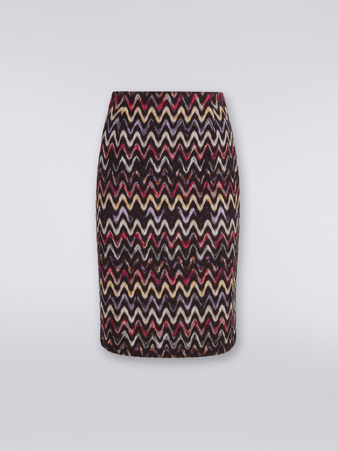 Wool and viscose longuette skirt with wave pattern, Multicoloured  - DS23WH26BR00P3SM8WE - 0