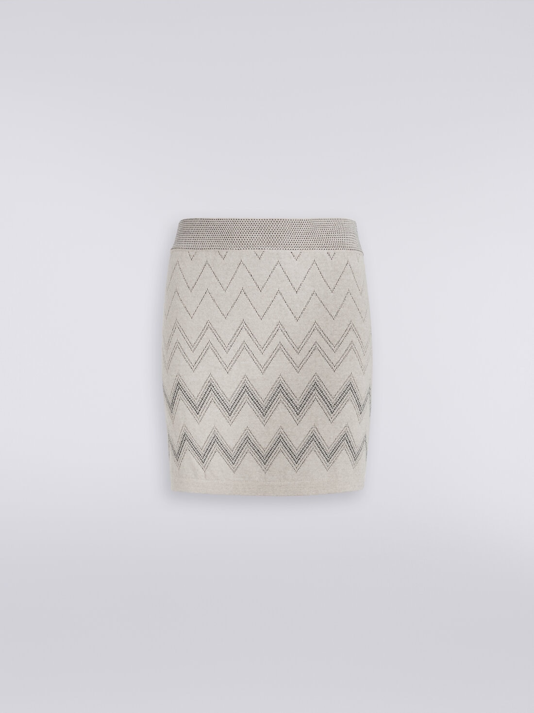 Wool and viscose miniskirt with zigzag pattern and lurex, Beige - DS23WH2EBK031WS01C2 - 0