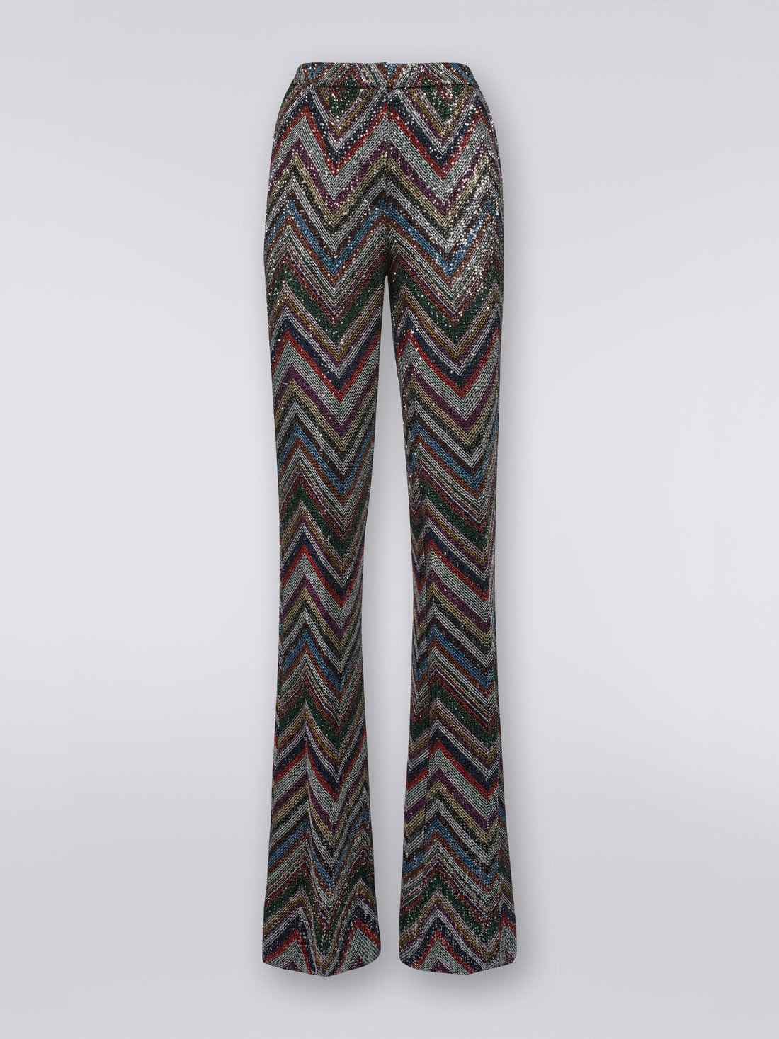 Pantaloni in misto viscosa a zig zag con paillettes , Multicolore  - DS23WI02BC003IL904Z - 0