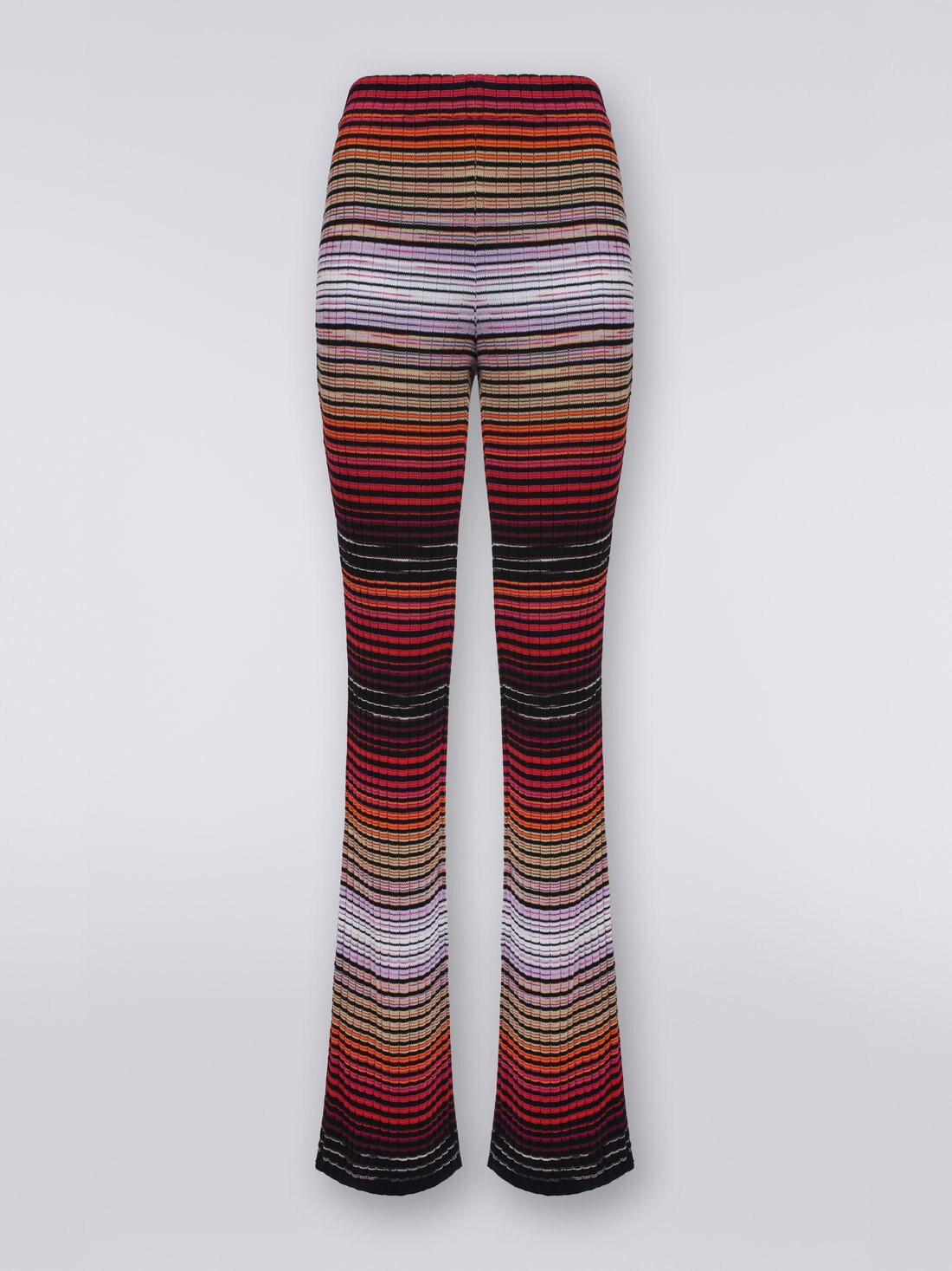 Cotton and viscose striped flared trousers , Multicoloured  - DS23WI0DBK026YS414D - 0