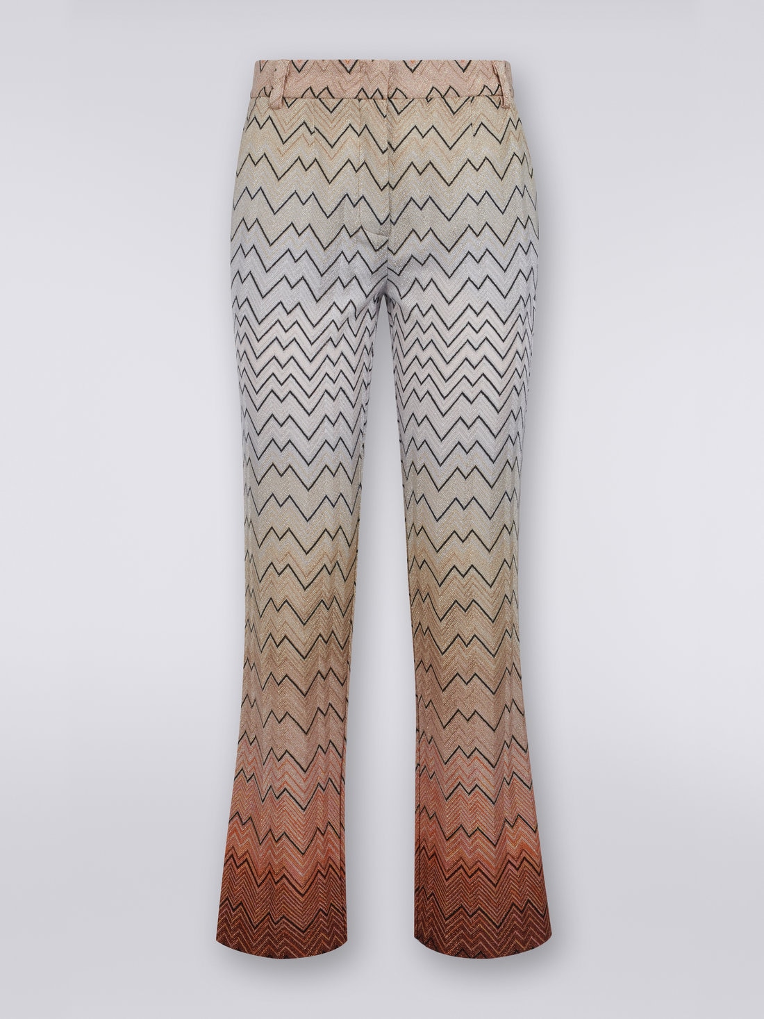 Viscose blend Capri pants with zigzag pattern and lurex, White  - 8051575912351 - 0