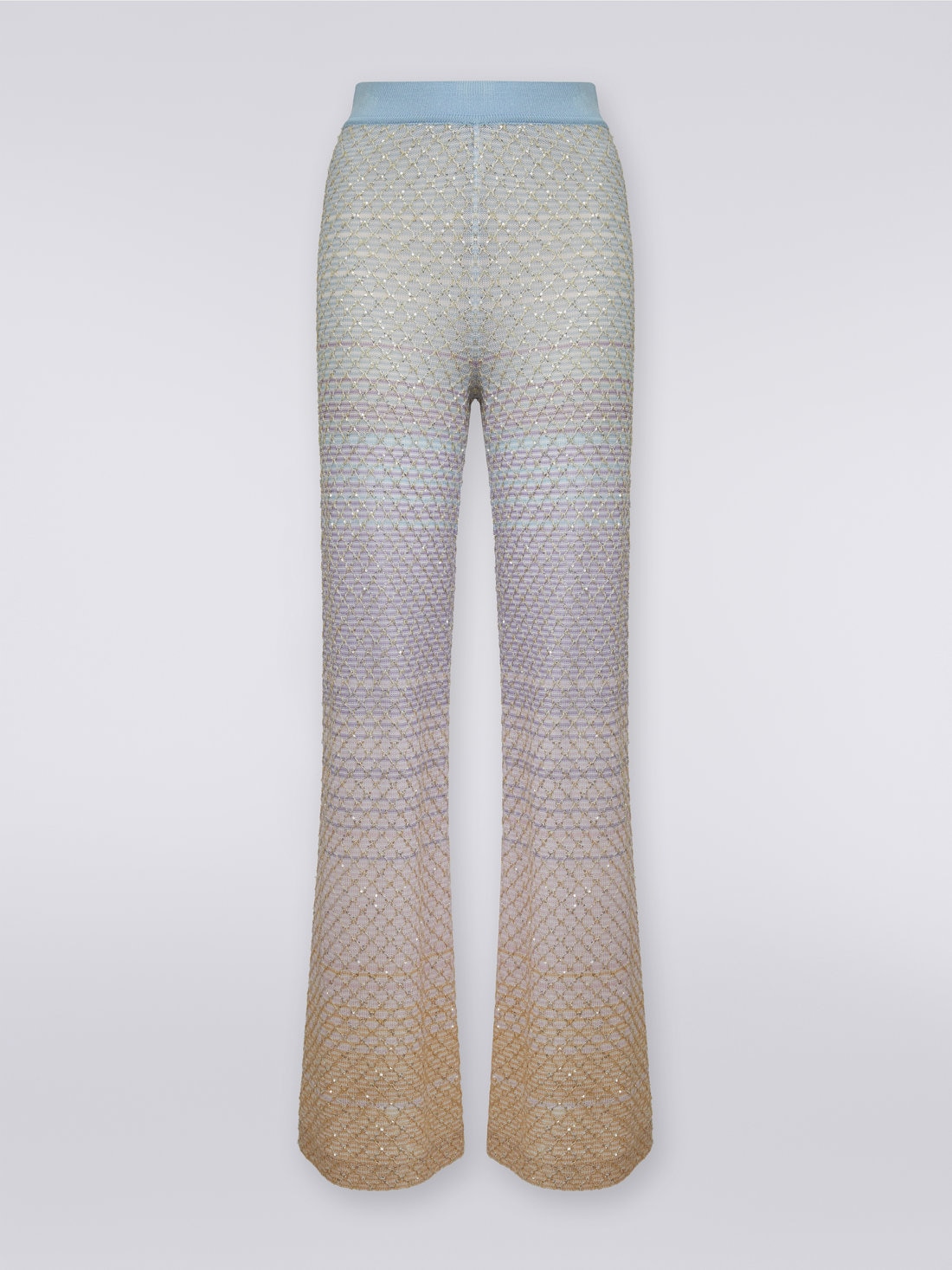 Pantalon en viscose mélangée avec finition résille et paillettes, Multicolore  - DS23WI0RBK026WS019A - 0
