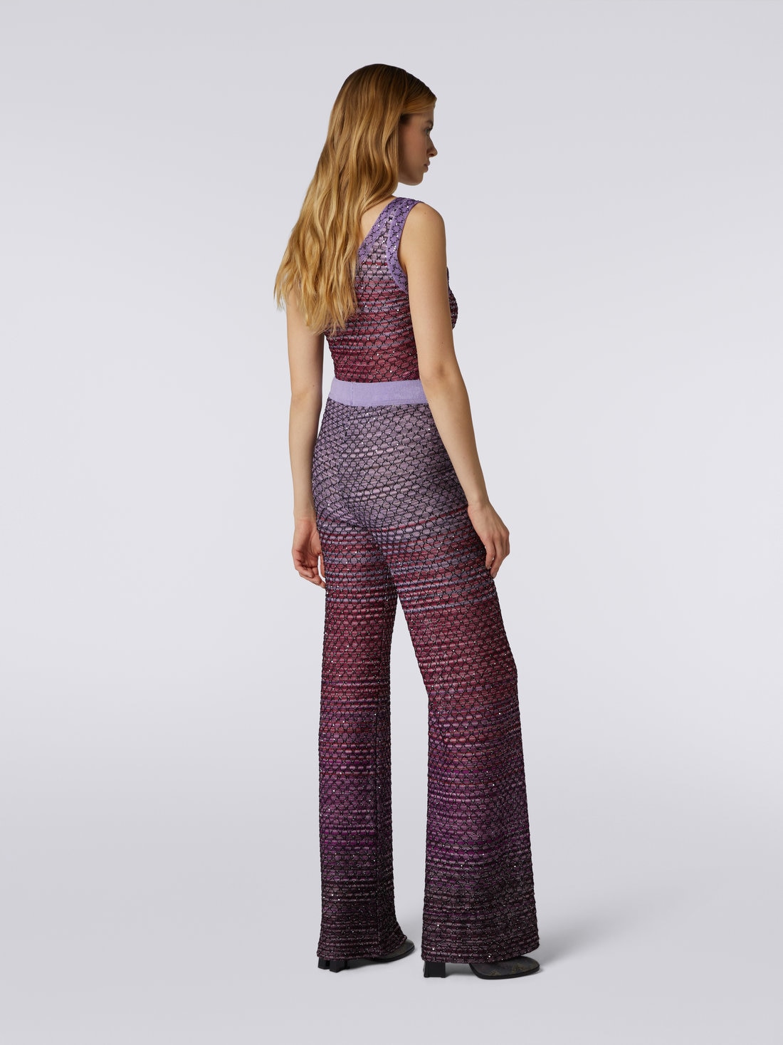 Viscose blend trousers with mesh and sequins, Red  - DS23WI0RBK026WS506H - 3
