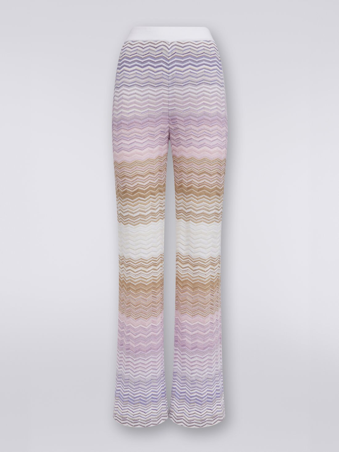 Flared cotton and viscose chevron trousers , Multicoloured  - DS23WI0VBK025ZSM91L - 0