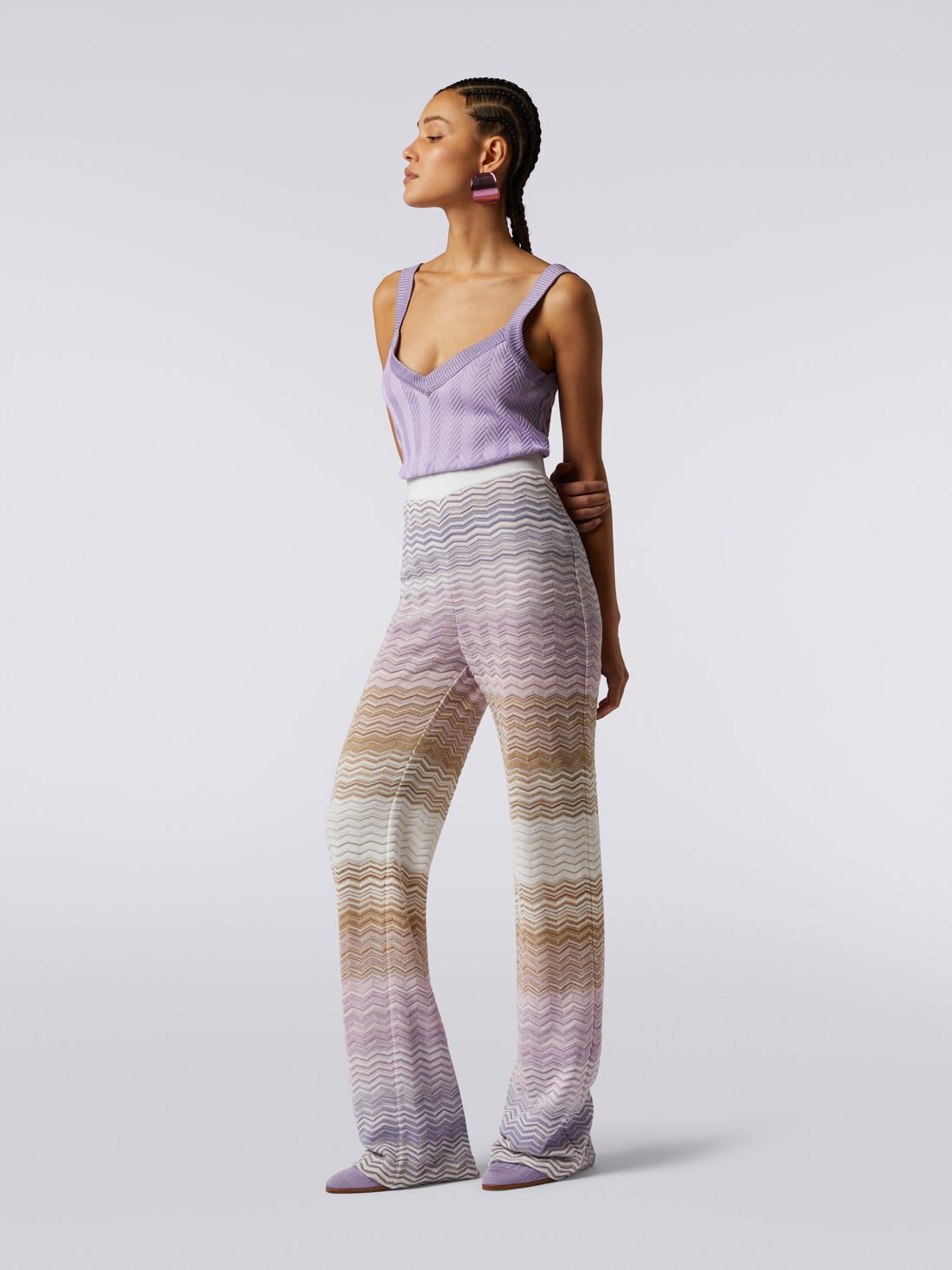 Flared cotton and viscose chevron trousers Multicoloured Missoni