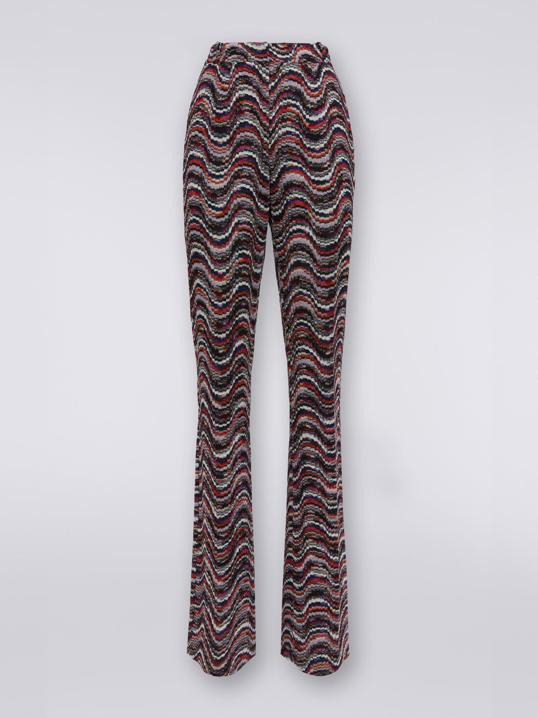 Viscose trousers with wave pattern and lurex, Multicoloured  - DS23WI16BR00NQSM8WF - 0