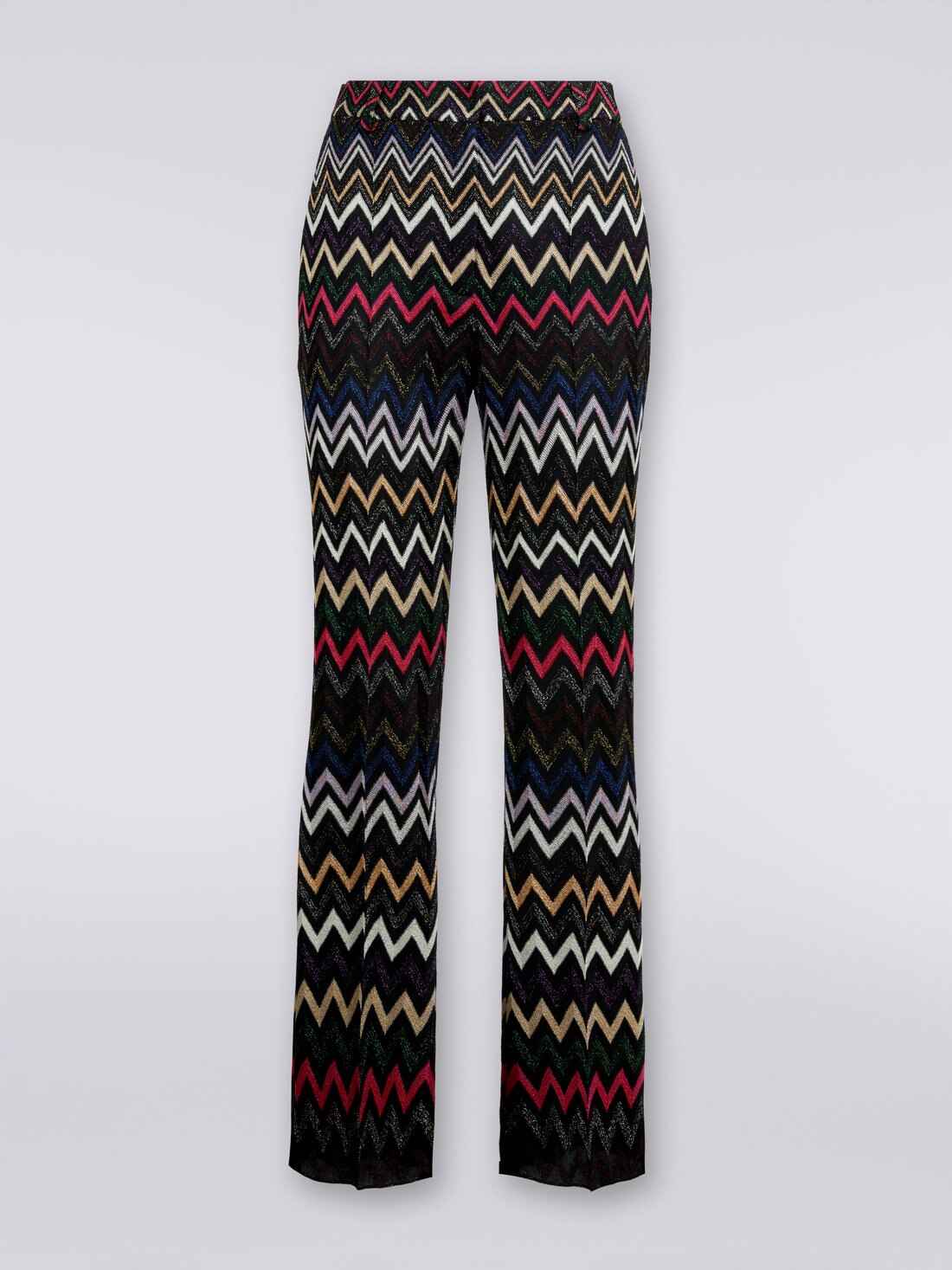 Viscose trousers with zigzag pattern and lurex, Multicoloured  - DS23WI1CBR00OYSM8WK - 0