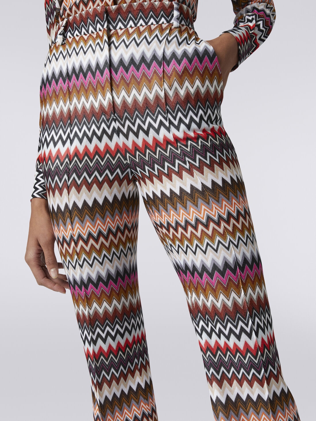 Flared zigzag viscose trousers  , Multicoloured  - DS23WI1JBR00SWSM940 - 4