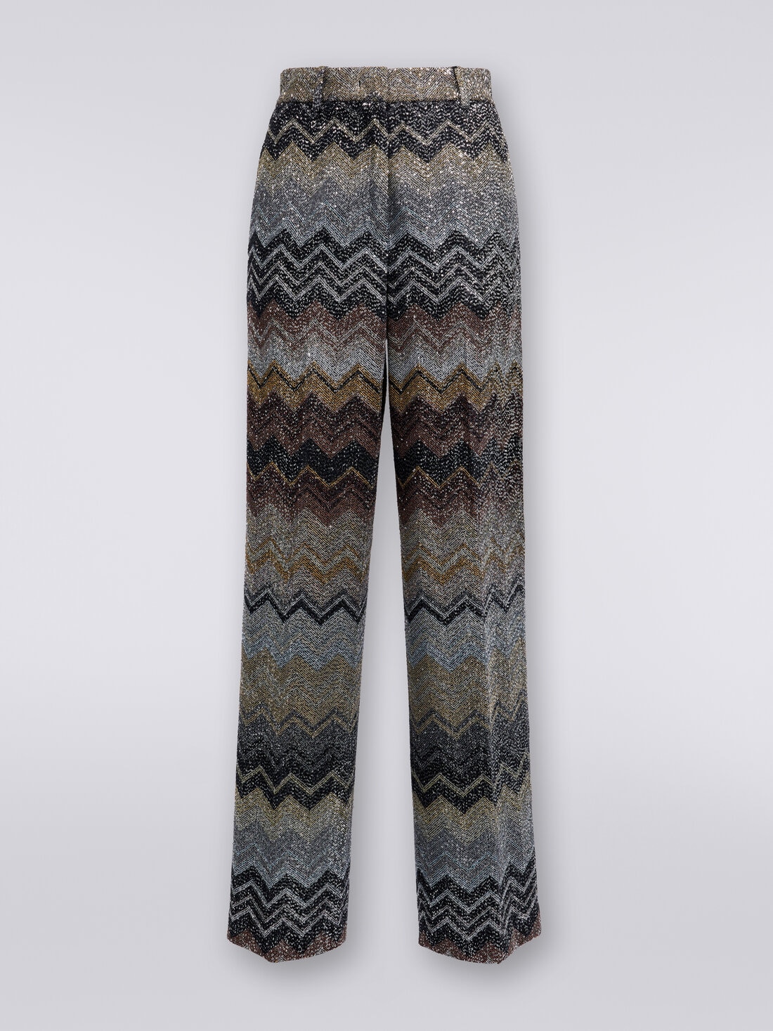 Straight trousers in viscose blend chevron with sequins, Multicoloured  - DS23WI1YBC003US91HN - 0