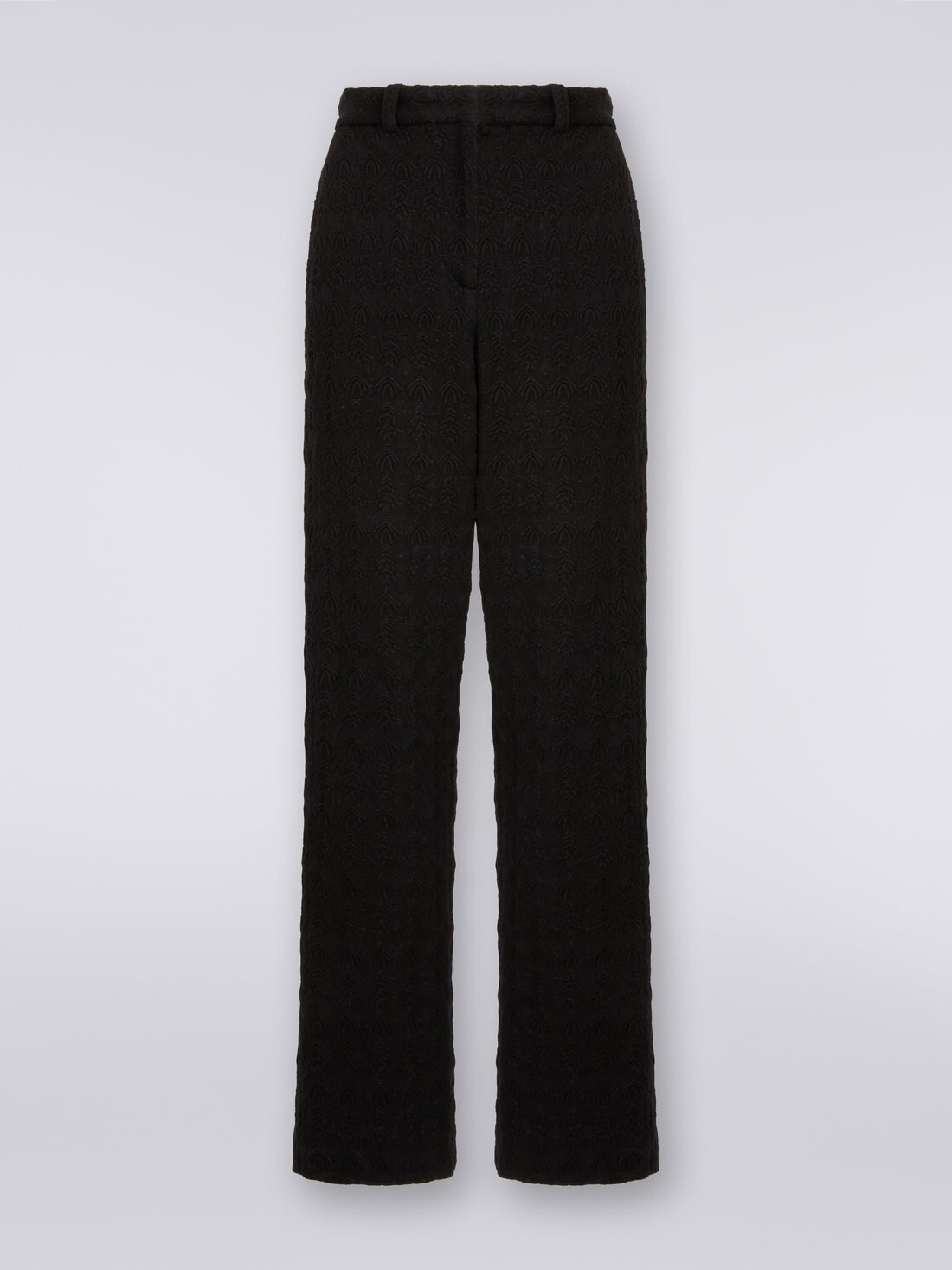 Pantalones clásicos con confección efecto encaje , Negro    - DS23WI2BBR00SU93911 - 0