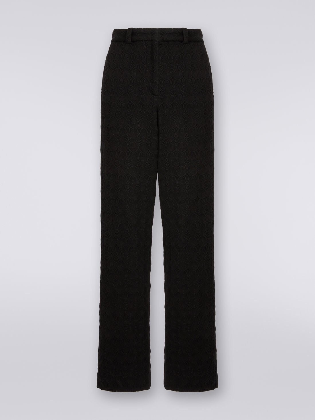 Classic trousers with lace effect, Black    - 8051575965050 - 0