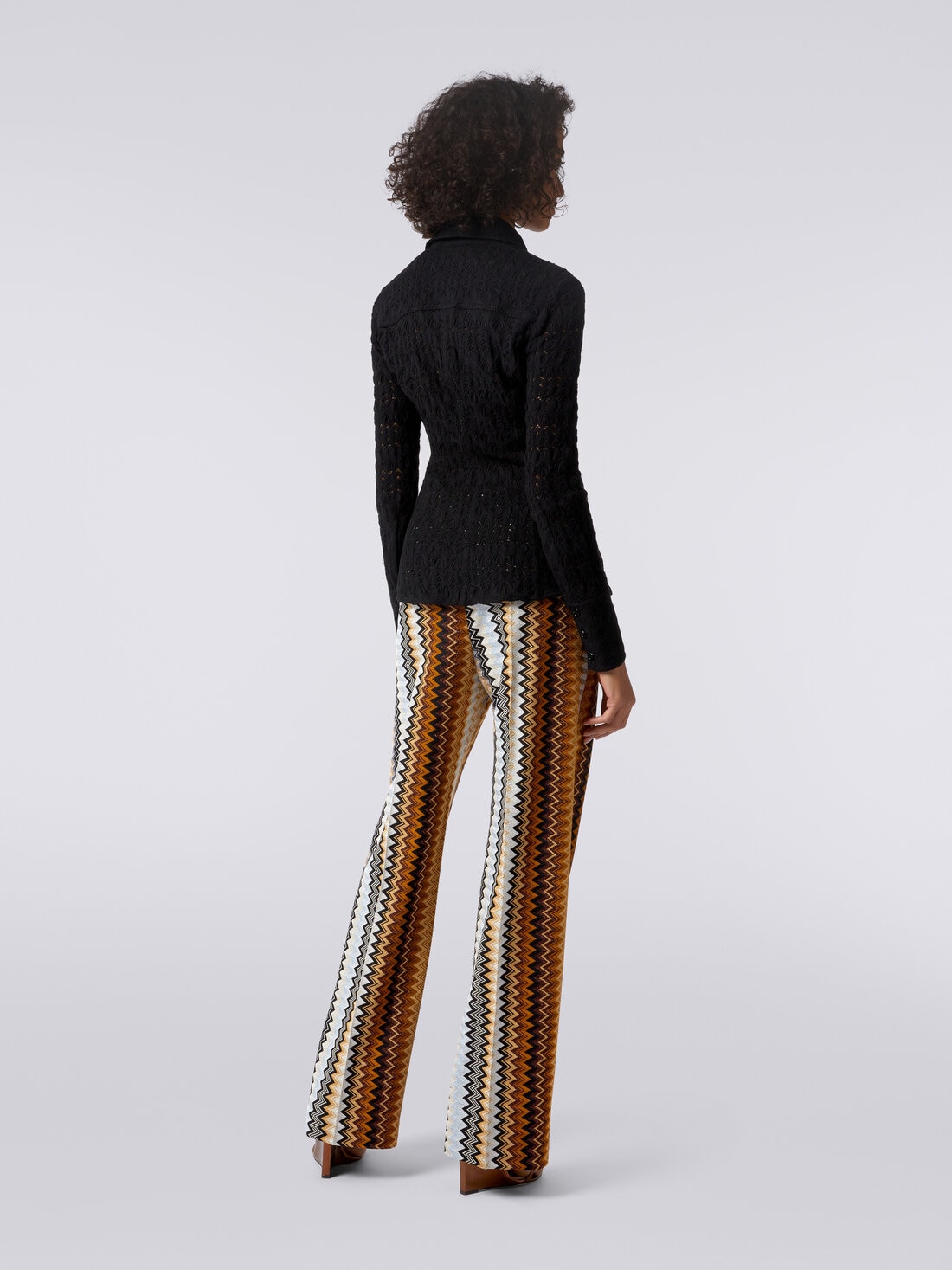 Straight zigzag viscose trousers with lurex, Multicoloured  - DS23WI2BBR00T8S80BB - 3