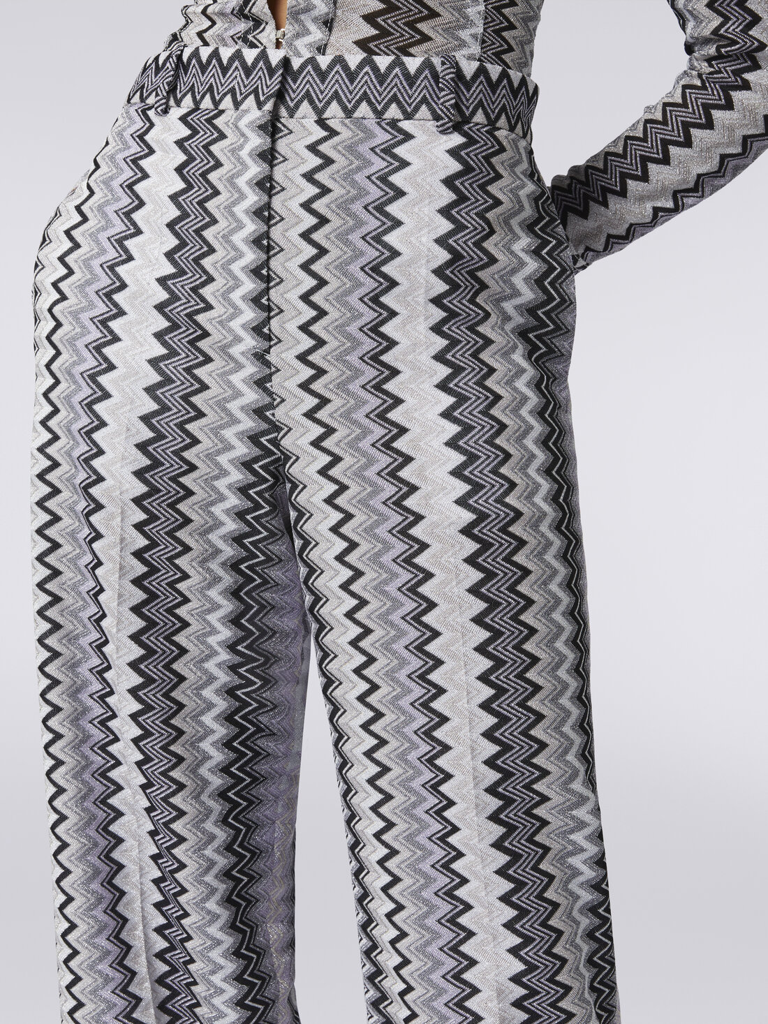 Pantalon droit en viscose zig zag avec lurex, Multicolore  - DS23WI2BBR00T8S91HH - 4