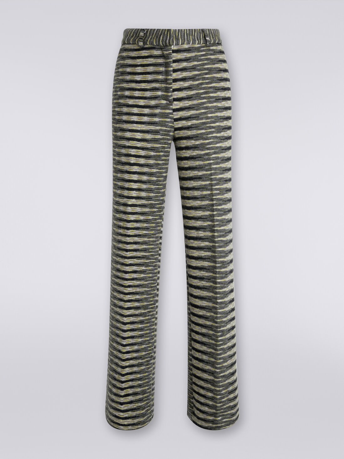 Pantalon droit à taille haute en laine mélangée , Multicolore  - DS23WI2EBK031HFM12D - 0