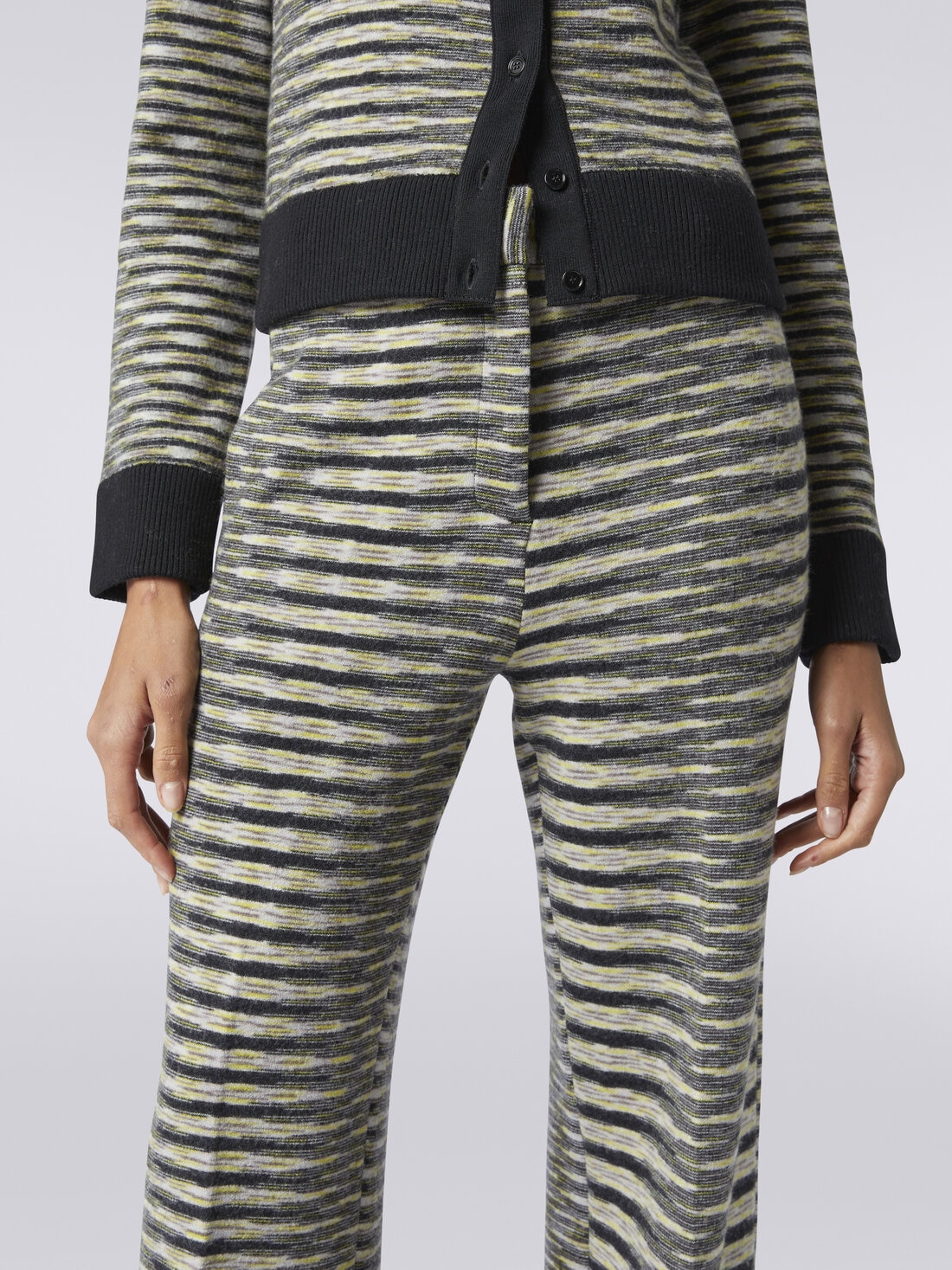 Pantalon droit à taille haute en laine mélangée , Multicolore  - DS23WI2EBK031HFM12D - 4
