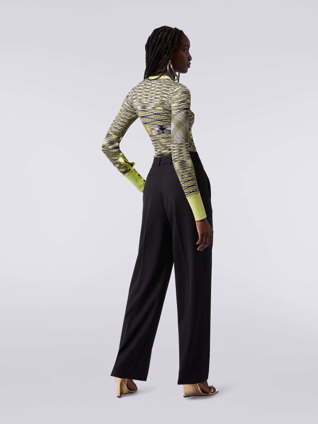 Pantalones clásicos de lana y tejido técnico, Negro    - DS23WI2FBW00QT93911 - 3