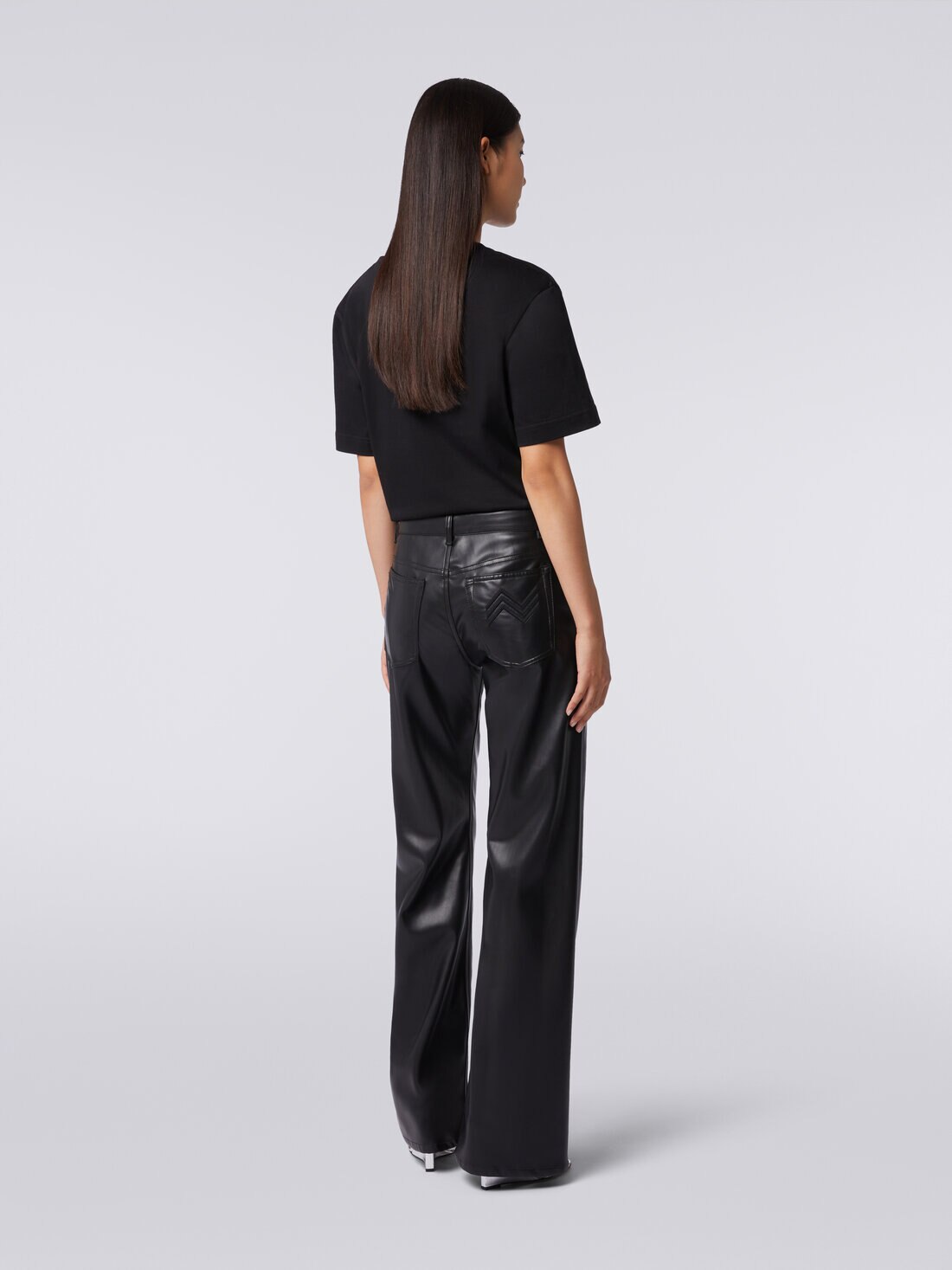 Eco-leather five-pocket trousers, White, Black & Beige - DS23WI2JBW00SE93911 - 3