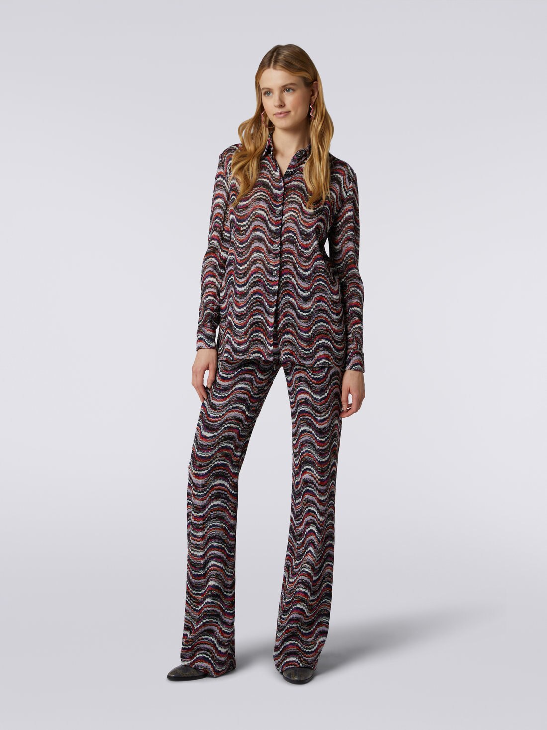 Camicia in viscosa con lurex a onde, Multicolore  - DS23WJ07BR00NQSM8WF - 1