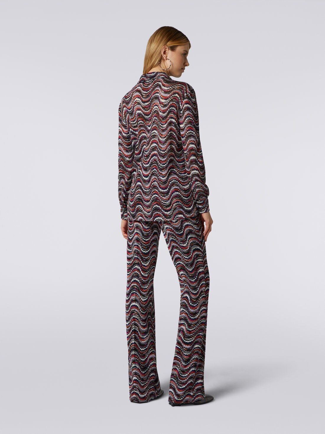Camicia in viscosa con lurex a onde, Multicolore  - DS23WJ07BR00NQSM8WF - 3