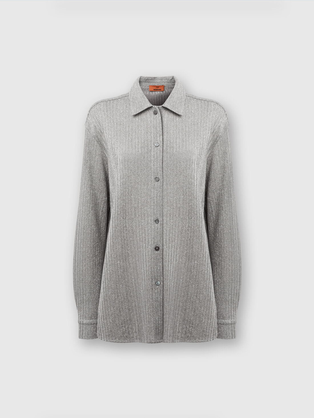 Camisa extragrande de algodón y viscosa lamé , Gris - DS23WJ0MBR00WNS91IT - 0