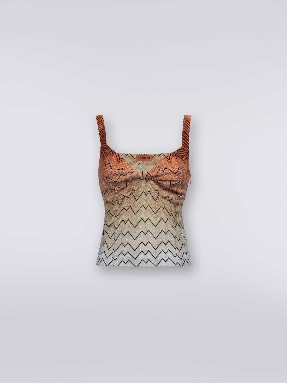 Canottiera in misto viscosa con zig zag e lurex