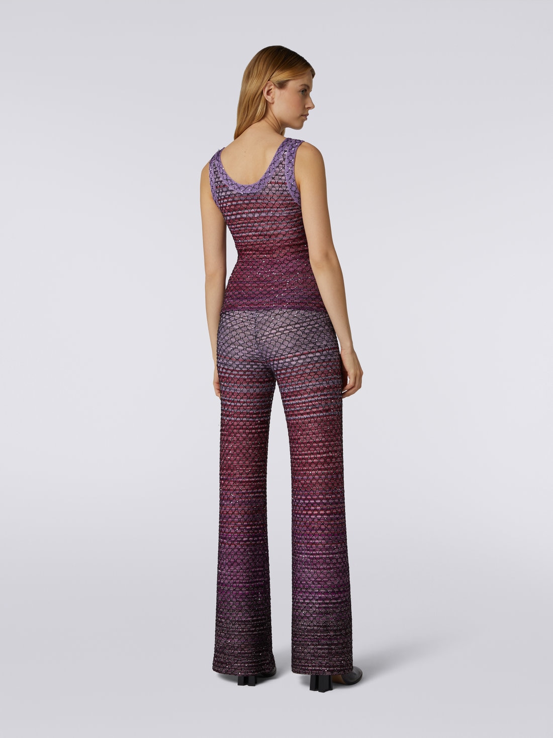 Viscose blend tank top with sequins , Red  - DS23WK0HBK026WS506H - 3