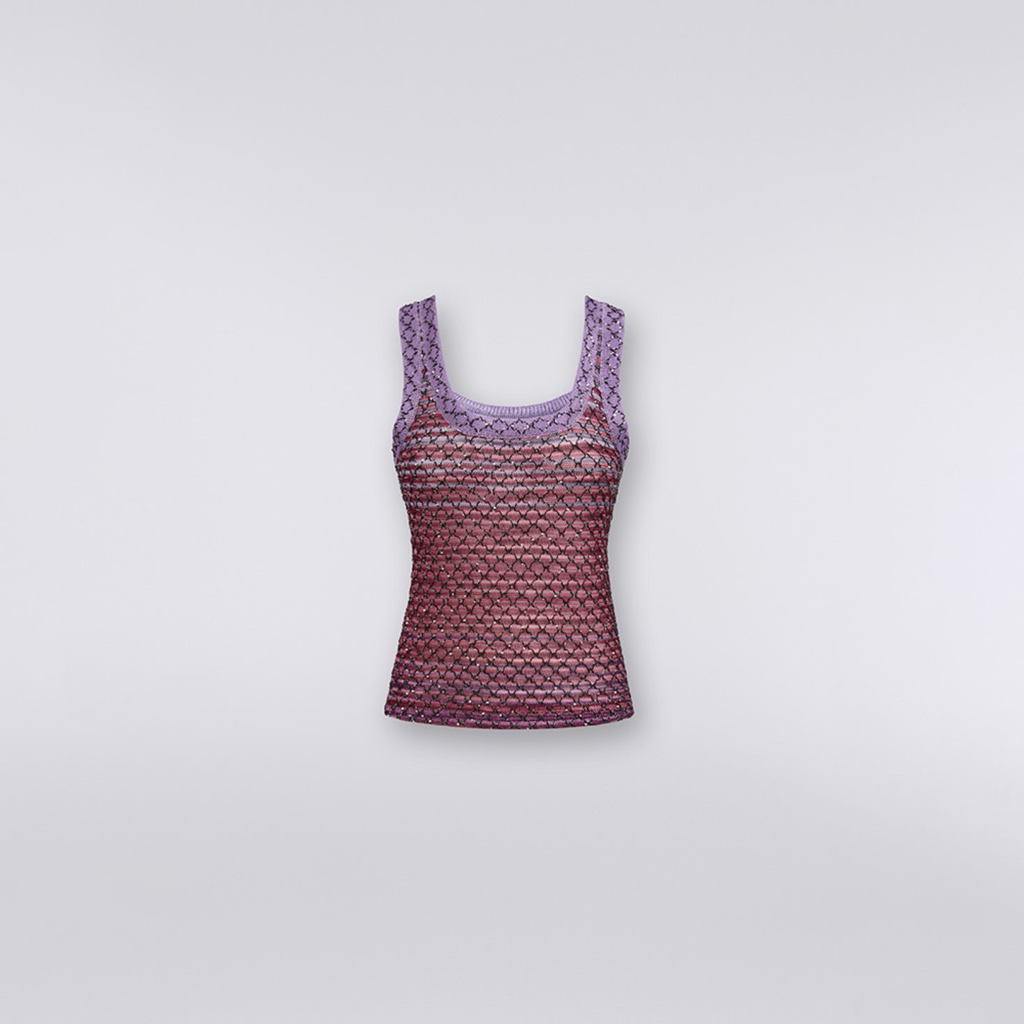 Viscose blend tank top with sequins , Red  - DS23WK0HBK026WS506H - 5