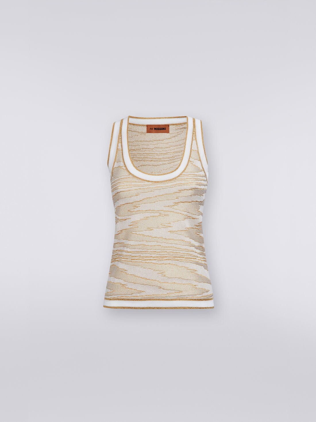 Lamé slub viscose tank top, Multicoloured  - DS23WK0KBK027PL1033 - 0