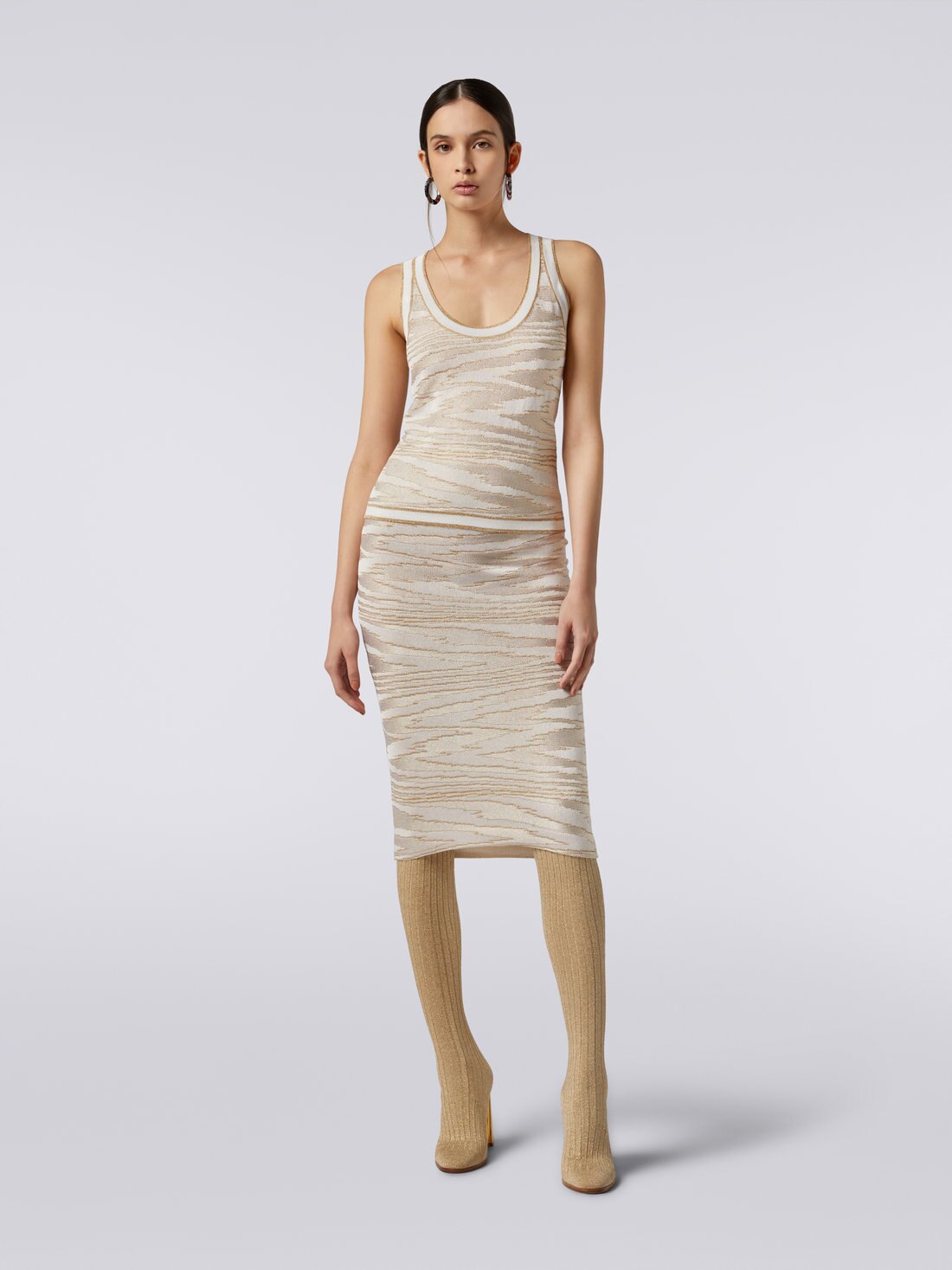 Lamé slub viscose tank top, Multicoloured  - DS23WK0KBK027PL1033 - 1