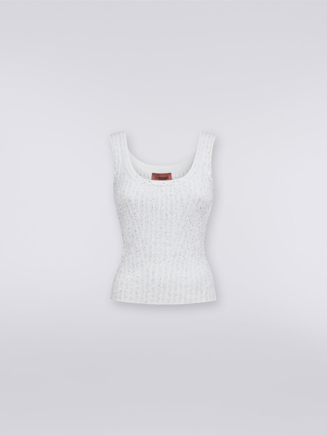 Tanktop aus Viskosemischgewebe mit Pailletten , Weiß  - DS23WK0YBK025RS00GS - 0