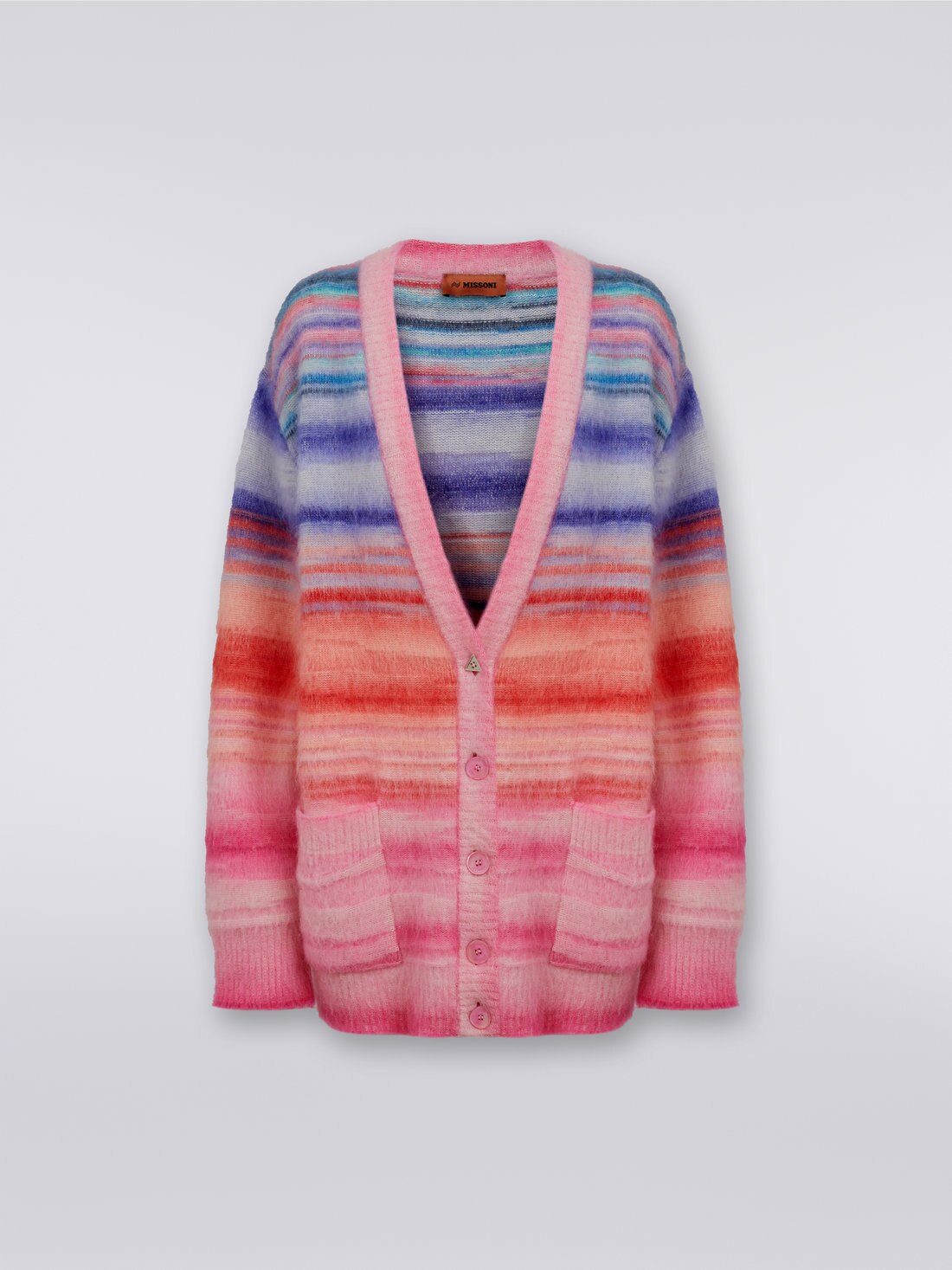 Oversized slub wool blend cardigan, Pink   - 8051575913112 - 0