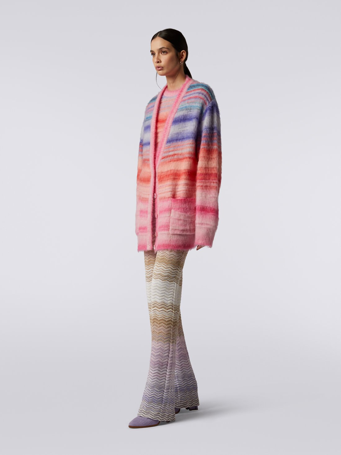 Oversized slub wool blend cardigan, Pink   - 8051575913112 - 2