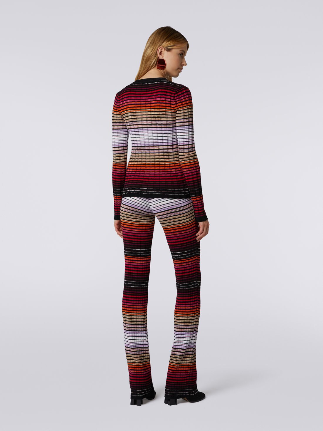 Ribbed cotton and viscose cardigan , Multicoloured  - DS23WM0OBK026YS414D - 3