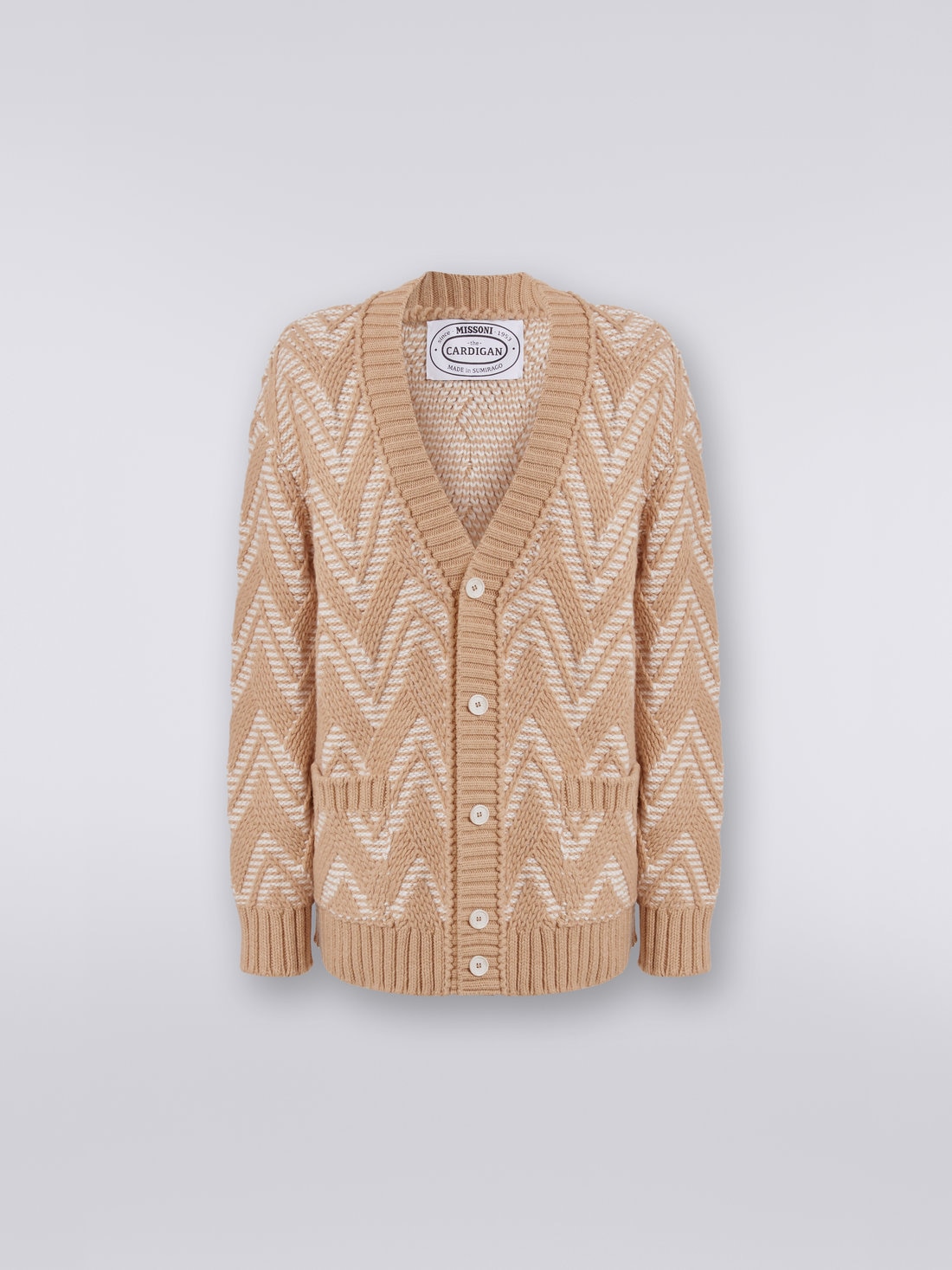 Cardigan en laine avec zigzag bicolore Multicolore | Missoni