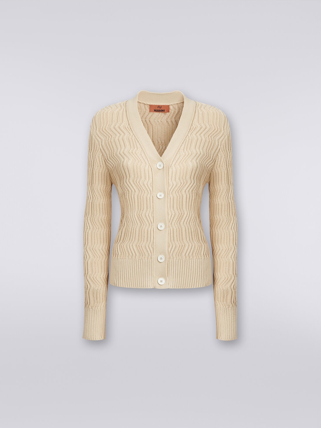 M Missoni Cardigan in cotone con nervature verticali a rilievo