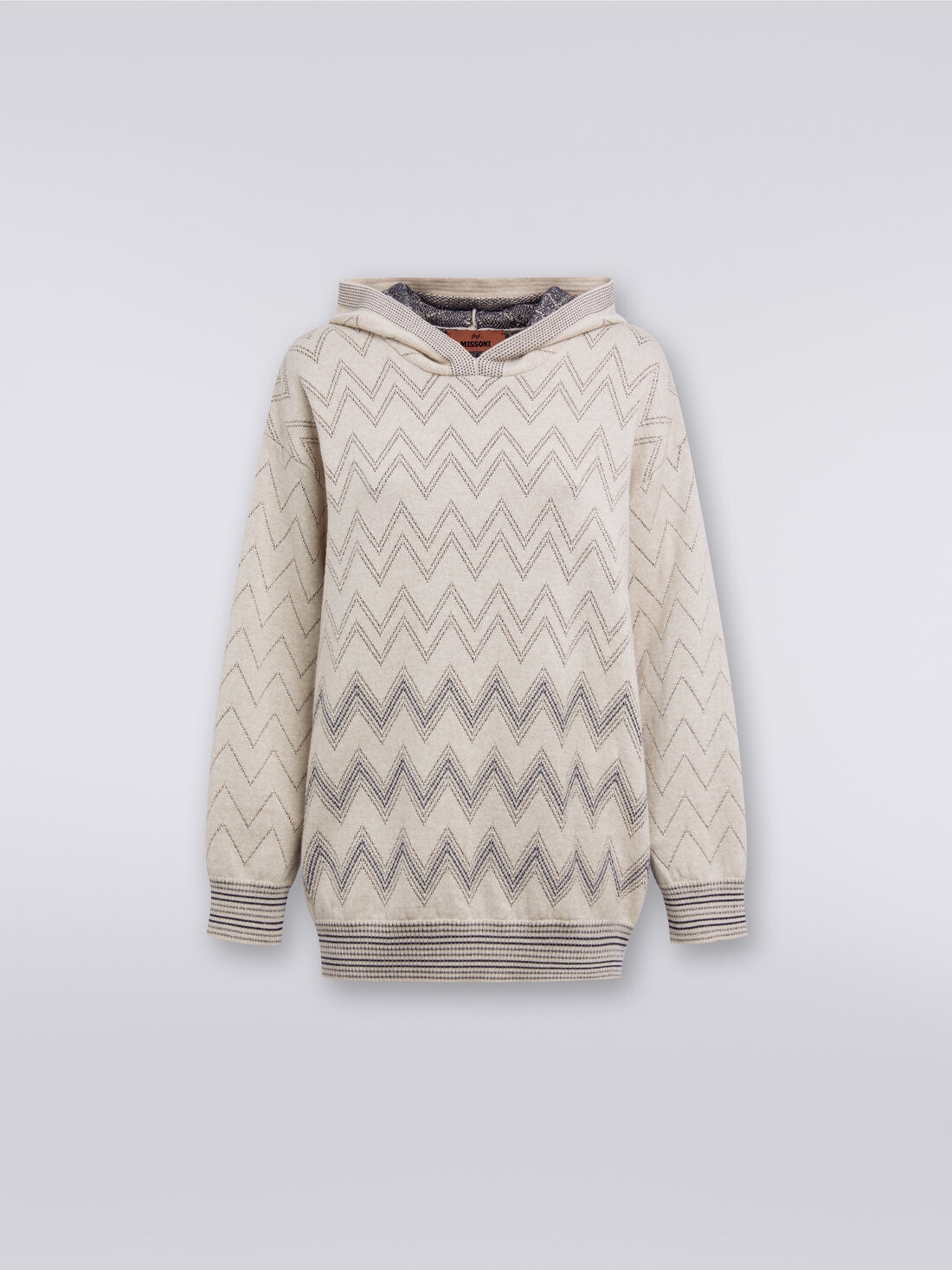 Zigzag wool blend pullover with lurex, Beige - DS23WN2BBK031WS01C2 - 0