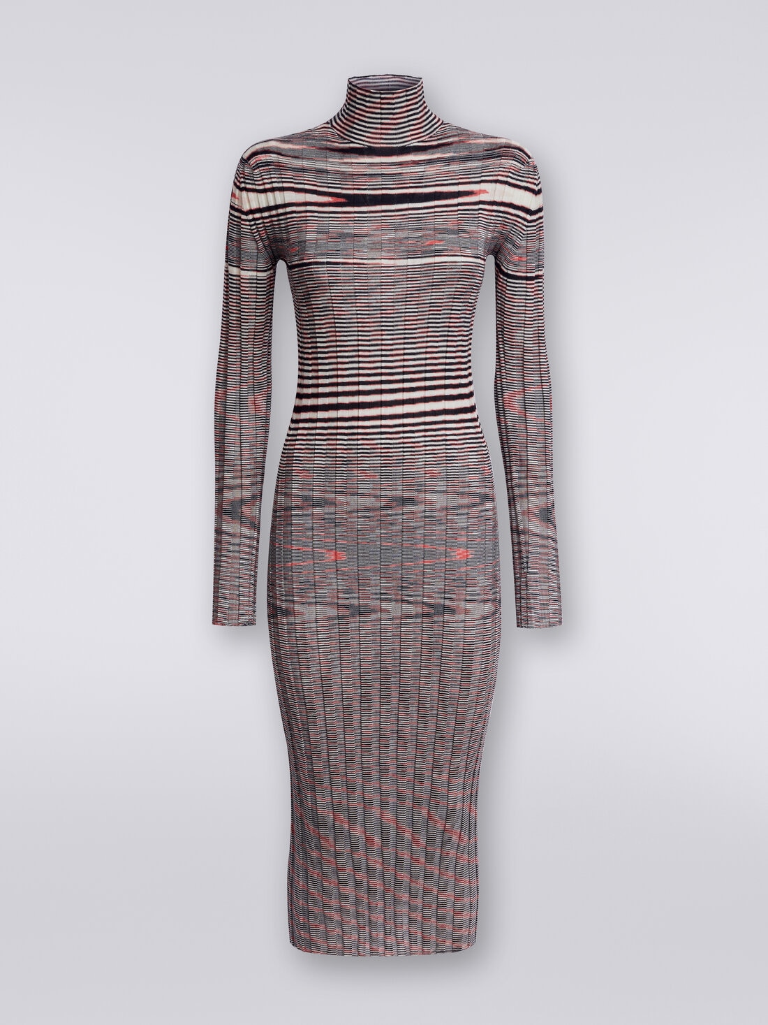 Longuette-Kleid aus Kaschmir und Seide in Flammgarnoptik , Mehrfarbig  - DS24SG10BK033NFM12L - 0