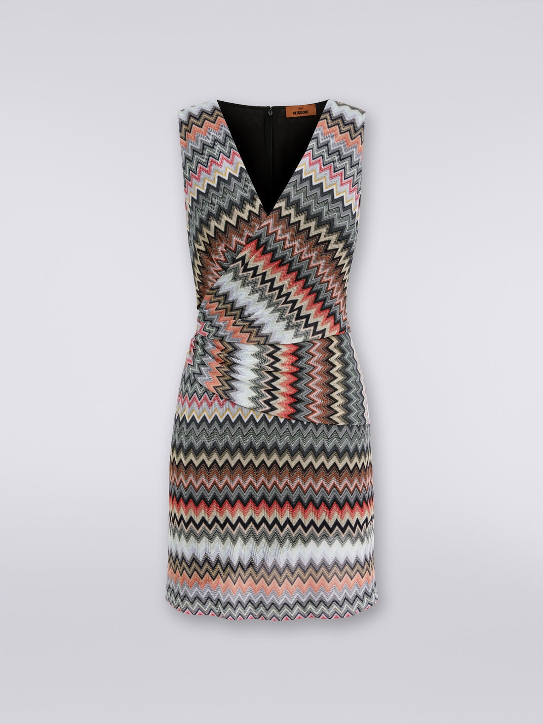 Mini-robe à encolure en V en coton et viscose à zig zag, Multicolore  - DS24SG1LBR00UMSM96P - 0