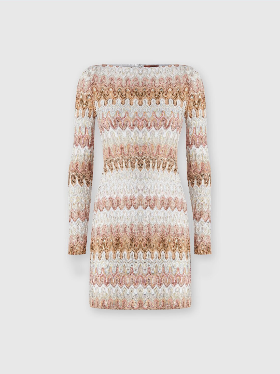 Long-sleeved minidress in viscose blend with wave pattern, Multicoloured  - 8053147056166 - 0