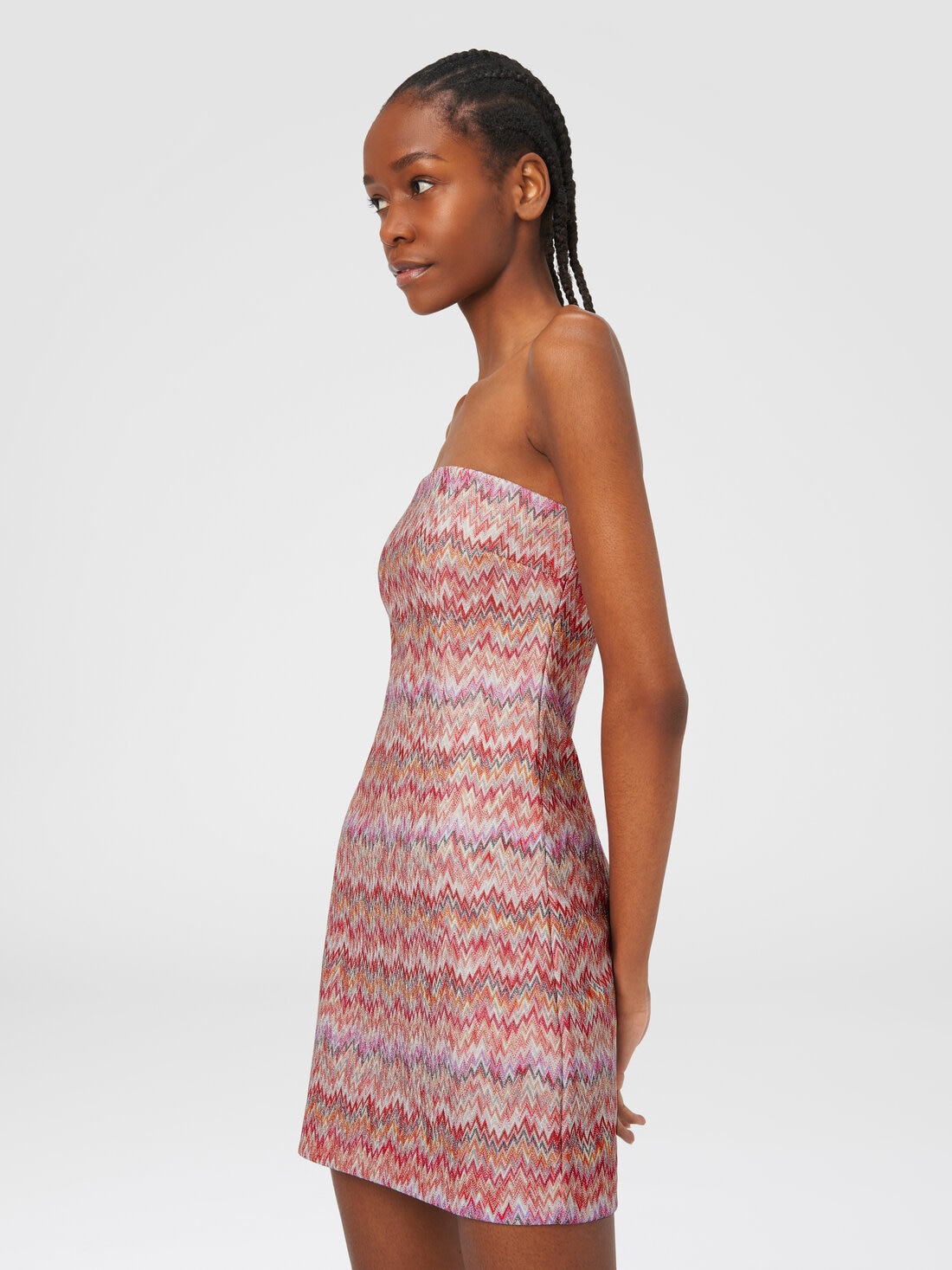 Mini-robe en viscose lamée à chevrons, Multicolore  - DS24SG1TBR00UYSM96T - 3