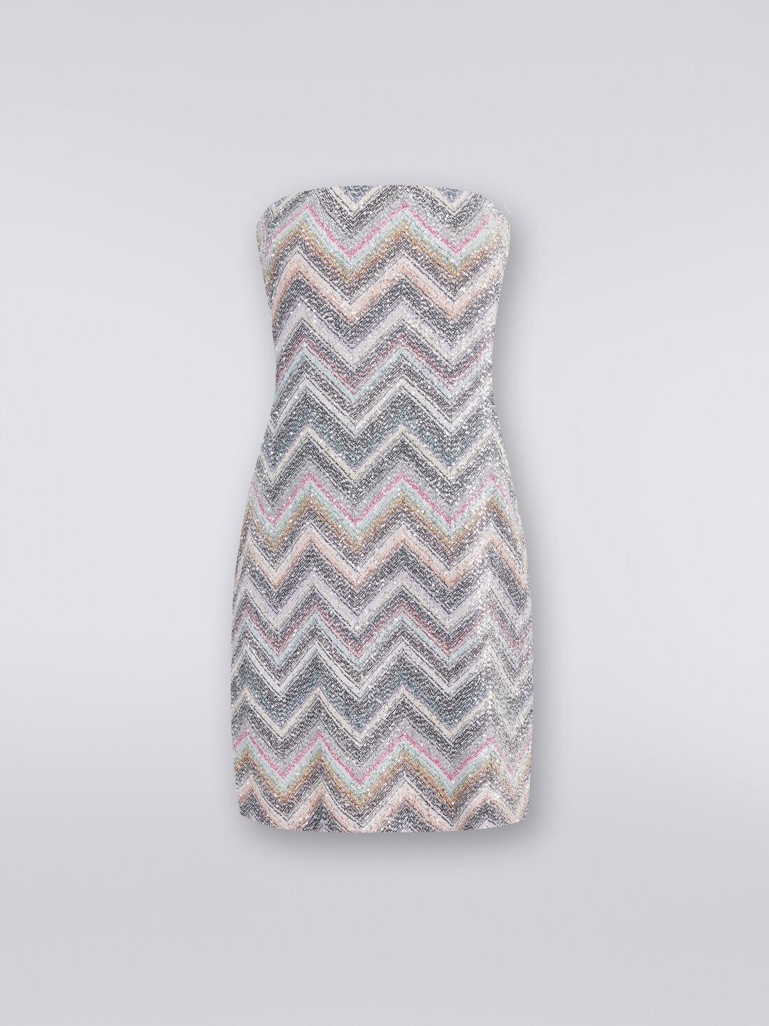Mini-robe en viscose mélangée à zig zag avec paillettes , Multicolore  - DS24SG1XBC0045L002B - 0