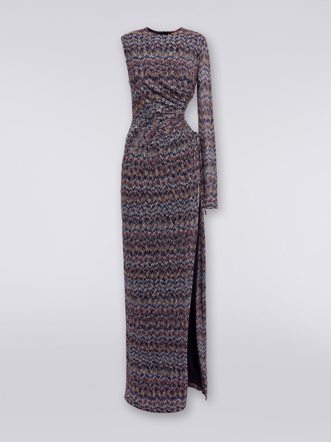 Langes One-Shoulder-Kleid mit Cut-out und Schlitz, Mehrfarbig  - DS24SG25BR00UYSM96U - 0