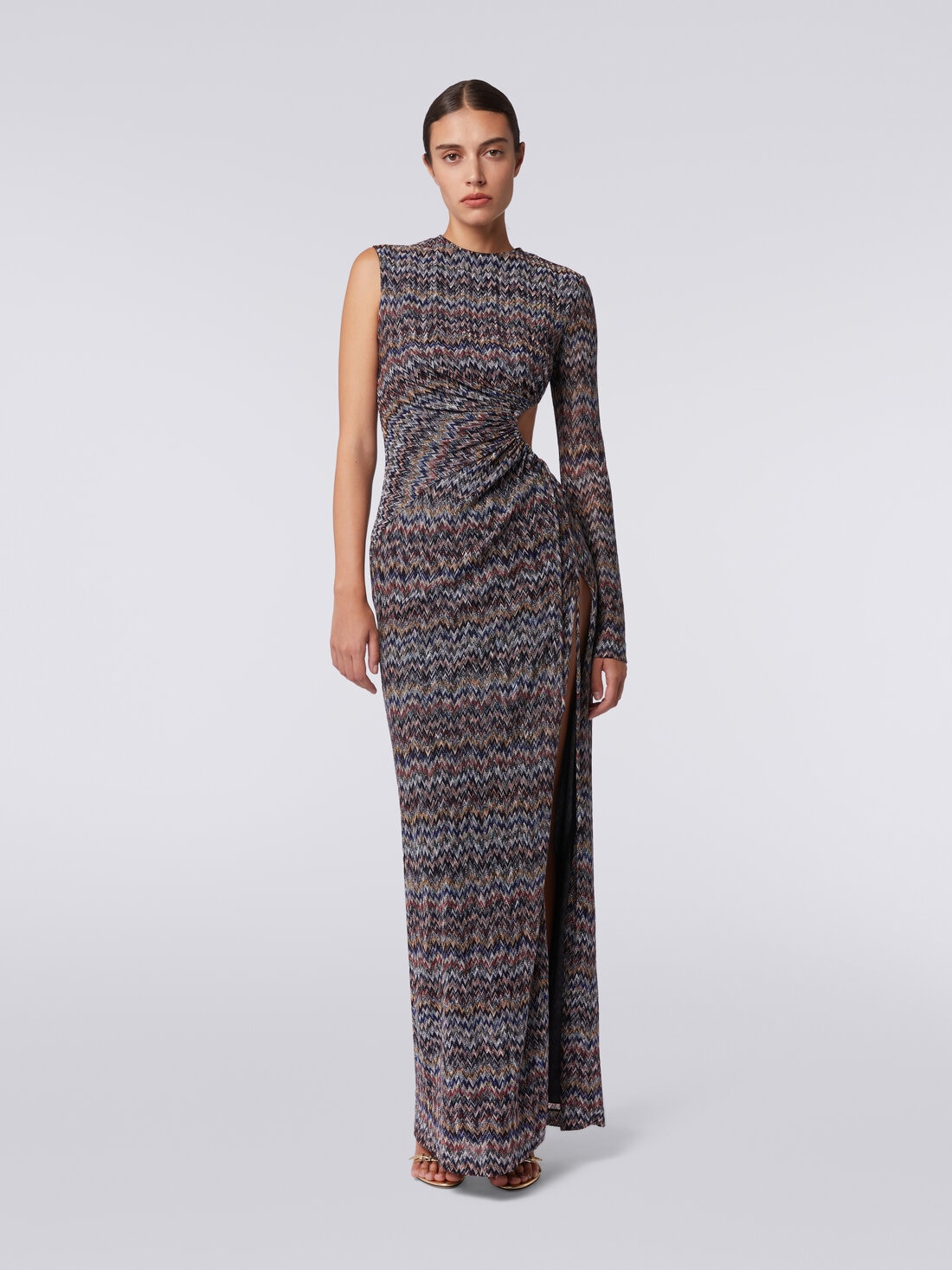 M Missoni Abito lungo monospalla con dettaglio cut-out e spacco