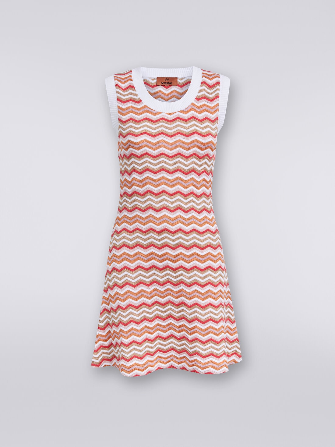 Sleeveless dress in zigzag knit , Multicoloured  - DS24SG2EBK034FSM9AN - 0